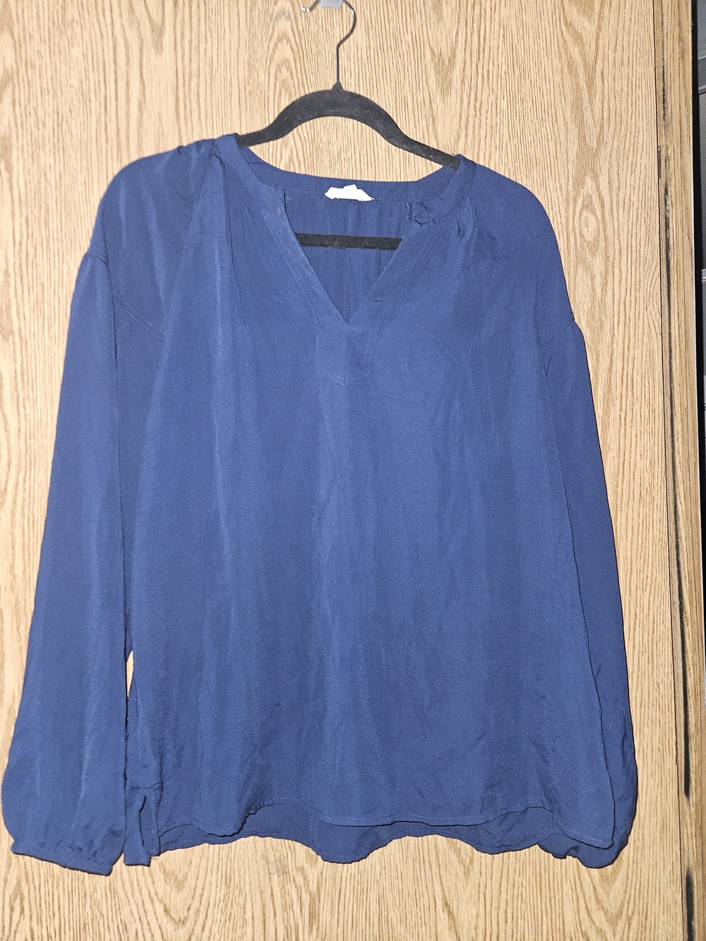 Maurices Deep Blue V-Neck Long Sleeve Blouse